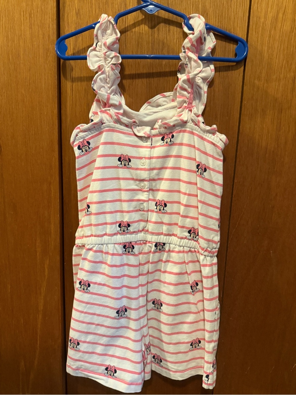 Janie and Jack Pink and White Striped Minnie Romper